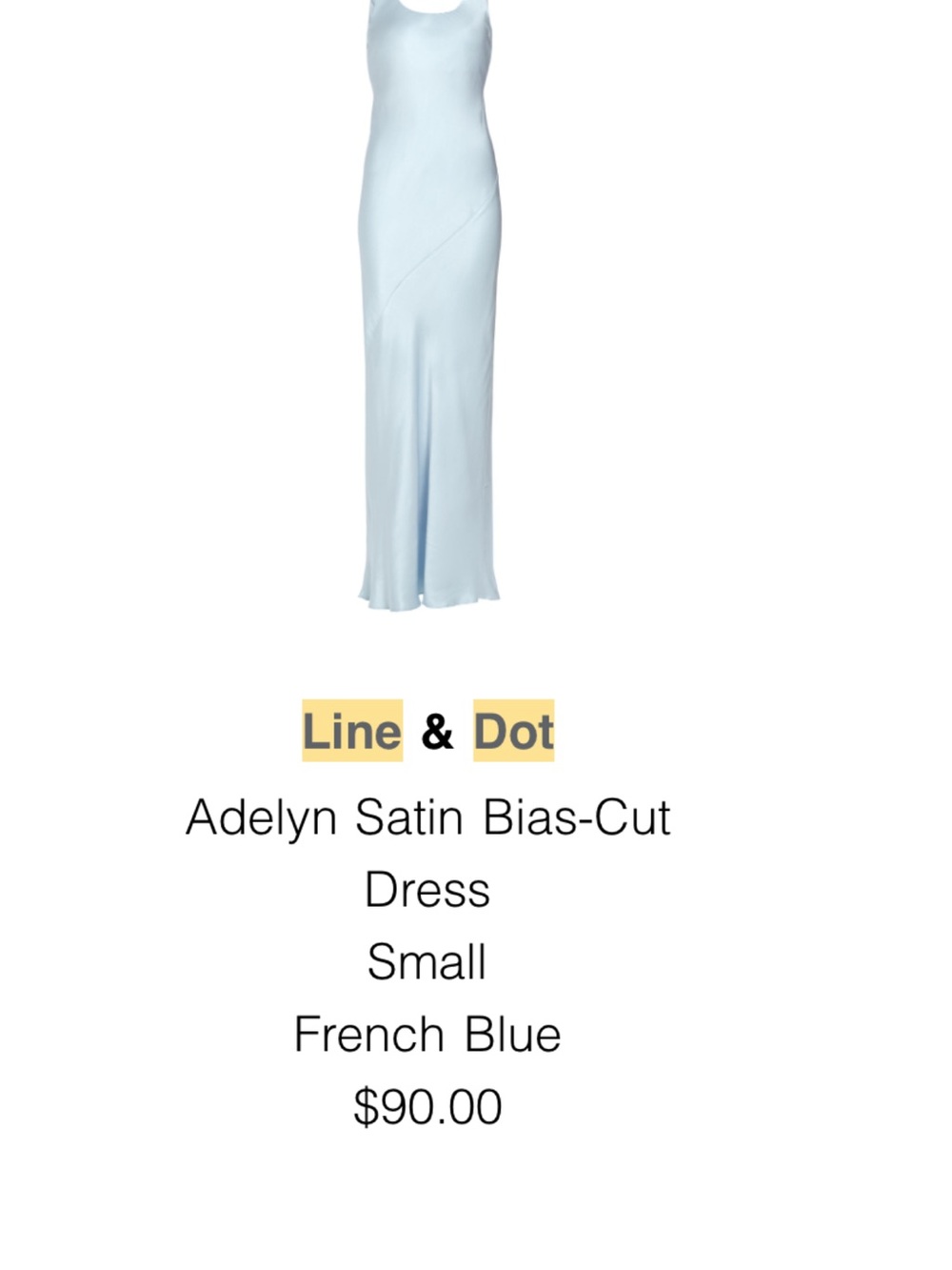 Line & Dot Satin Bias-Cut Maxi Dress in Light Blue